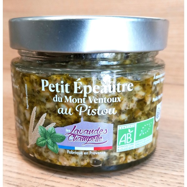 Petit épeautre cuisiné au pistou 240grs  Producteur les Lavande de Champelle